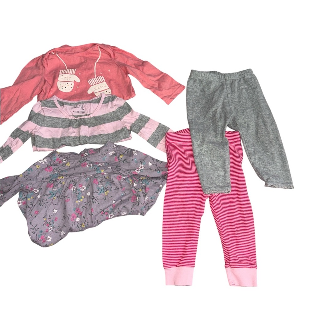 6-12 Months Baby Gap Girls' Pink and Gray Clothing Bundle Set (5 Pieces)